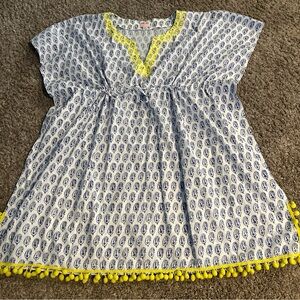 Stella & Dot Beach Women’s One Size  White Blue Paisley Swimsuit Cover Up